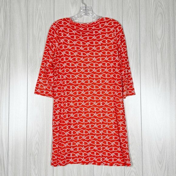 Vineyard Vines | Orange / White Knotted Rope Print Dress Size Medium - Picture 2 of 6
